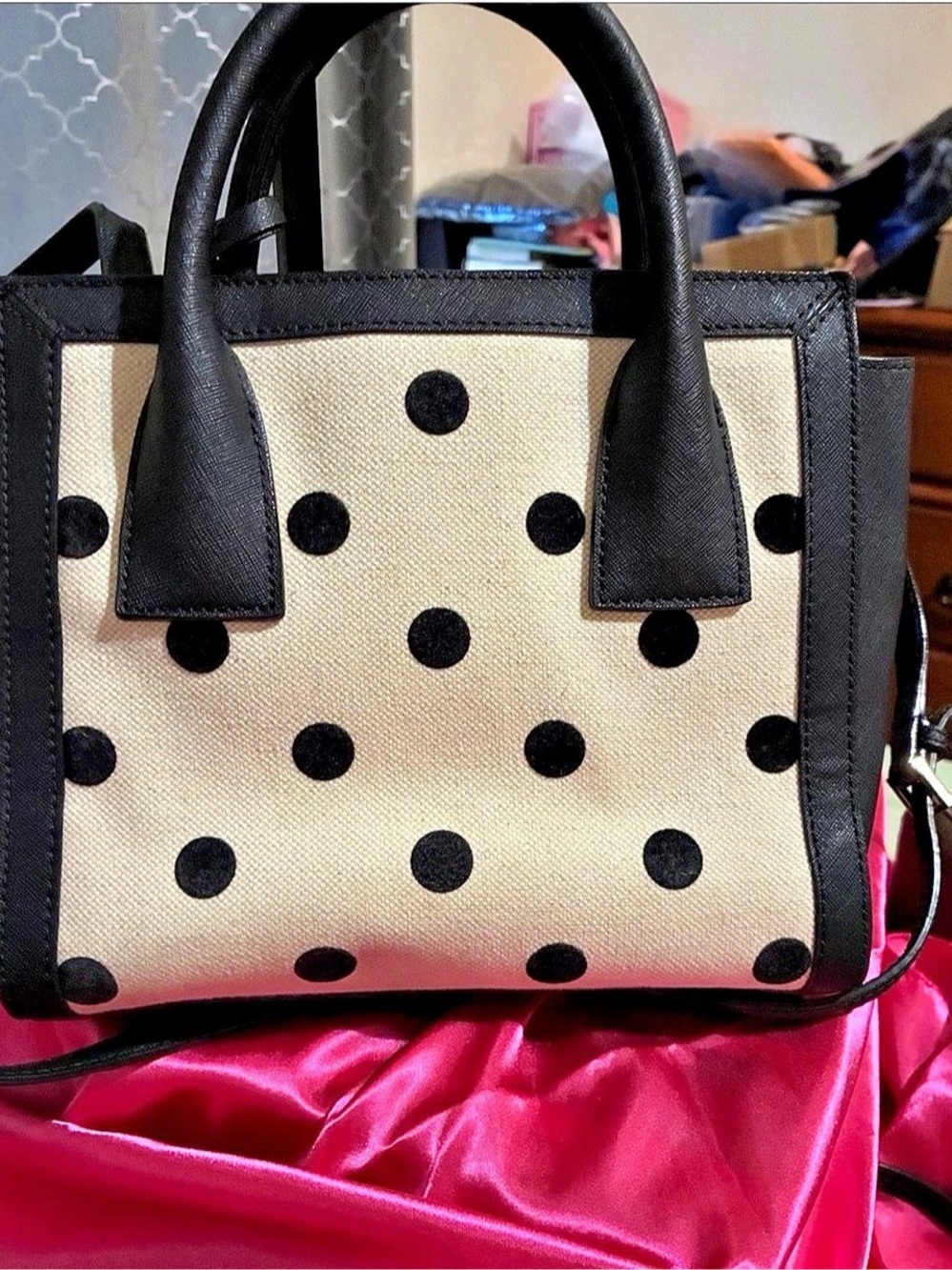 kate spade new york Polka Dot Satchel in White & Black